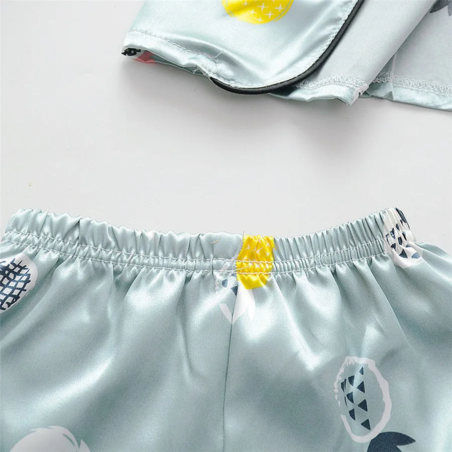 kids short-sleeved clothes baby pajamas thin suit toddler Kids baby boys girl cartoon pajamas sleepwear shorts clothes set 40A1 (28) - 副本