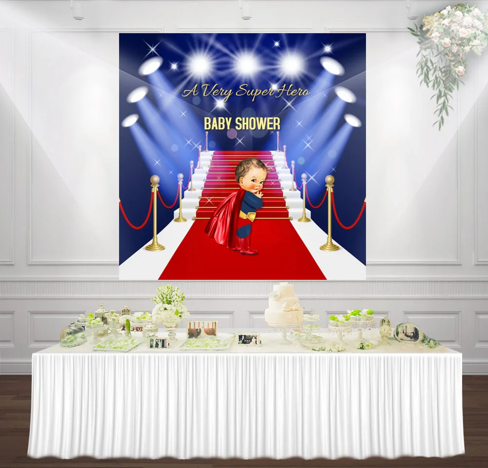 HUAYI super hero Red carpet flash little prince photography birthday photocall backdrop baby shower Photo Booth background sm030