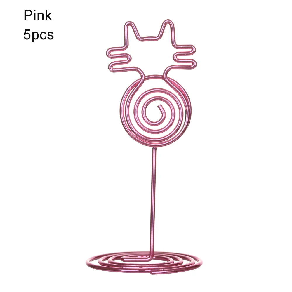 5 pieces Pink Настольная папка для заметок в форме кошки, круглые зажимы, свадебные сувениры, держатели для сидений, карт, настольные фото, памятки, цифры, зажимы для имени, зажимы для сообщений - Цвет: 5 pieces Pink