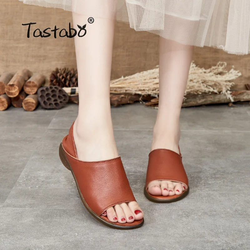 

Sandals Women 2020 Genuine Leather Wedges Sandals Summer Casual Shoes Retro Open Toe Women Platform Sandals H8801