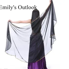 Легкий полукруглый шифоновый шарф ручной шарф вуаль танцевальный шарф для живота шали вуали хип шарф белый дешевый распродажа