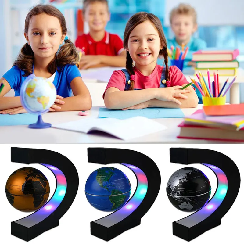 Globe Lamp Magnetic Levitation Night Light Study Living Room Globe Light Novelty World Map C Shape