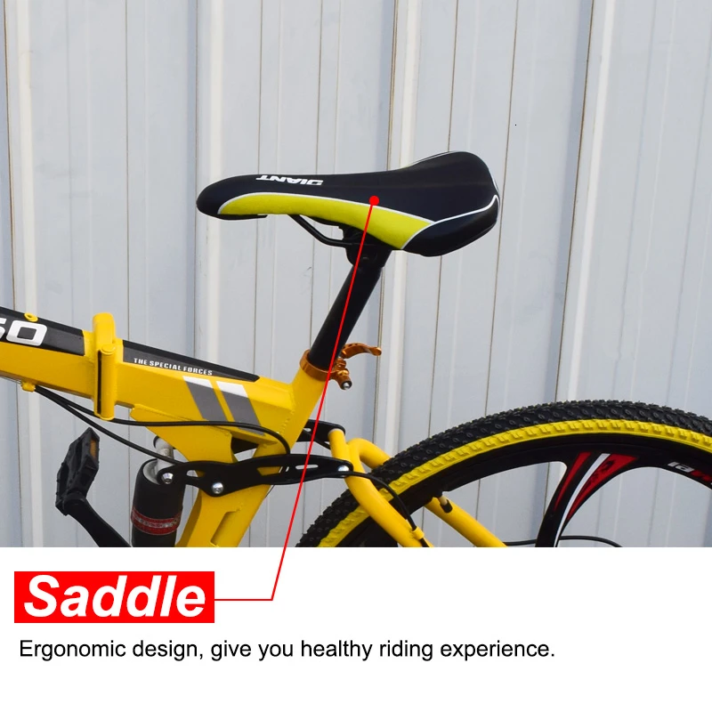 Clearance 26inch High Carbon Steel Folding Road Bikes Mountain Bicycles 21 Speed Wheel Bicycle Double Disc Brake Six Colors Men and Women 10