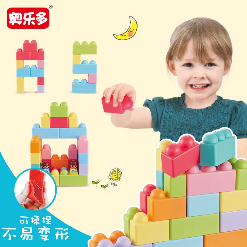 

Aoleduo 51 Granule Assembled Block DIY Educational Molar Barrel Play House Soft Silcone Large Granule Building Blocks