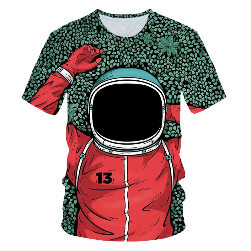 

2019 baby boy clothes 3D printed astronaut cartoon t-shirts summer fashion casual short sleeves for children for Boys and girls