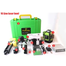 Fukuda 16 линия 4D лазерный нивелир 360 в вертикальном и горизонтальном положении лазерный нивелир саморегулирующаяся поперечная линия 3D зеленый 12 lineLaser уровня