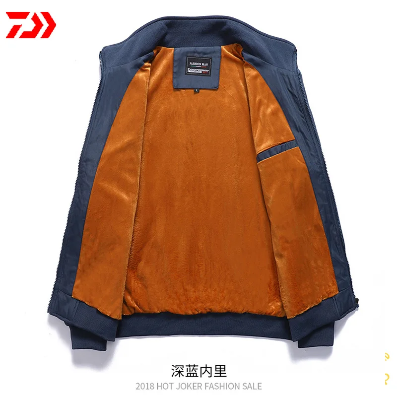 Daiwa водонепроницаемая рыболовная одежда из толстого хлопка зимняя Мужская ветрозащитная термальная однотонная рыболовная куртка анти-усадочная бархатная полная трикотажная одежда