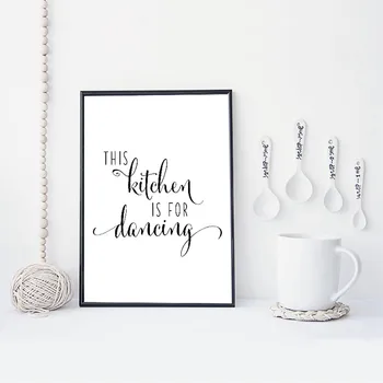 

This Kitchen is for Dancing Quotes Canvas Painting Black and White Wall Art Poster Print Pictures For Kitchen Home Decor CH108