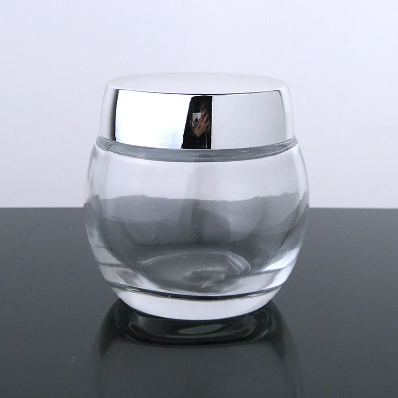 Clear Jar Silver 120G X 6 пустые, для косметического крема Стекло контейнер, 4 OZ крем для ухода за кожей Стекло банку золото Винт Кепки матовый горшок мачты баночка для крема горшок - Цвет: Clear Jar Silver