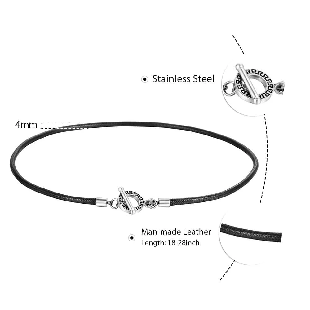 Silver Clasp DN128 4 мм мужское ожерелье с плетеной веревкой, Уникальная Застежка, простое черное кожаное ожерелье ручной работы для Мужчин, Ювелирные изделия, подарки, черные LDN128 - Окраска металла: Silver Clasp DN128