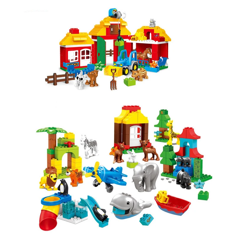 

Gorock Zoo Farm Animal Big Size Building Block Brick Set Farmer Figure Diy Compatible with Brick Toys For children