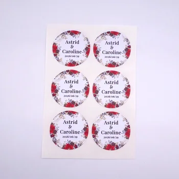 

4cm 45 Pieces/Lot White Board Customized Your Names and Date, Wedding Stickers Round Adhesive Label Wedding Party Favors
