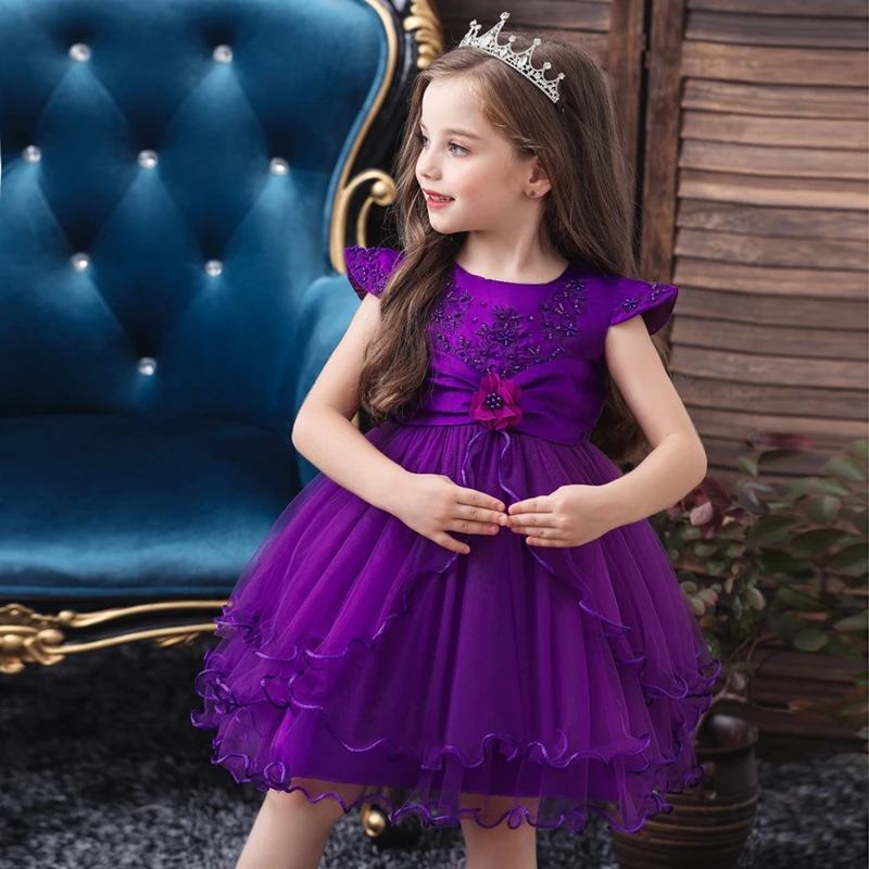 Новая детская одежда для младенцев пышная газовая юбка с короткими рукавами для девочек, для выступлений на фортепиано, дня рождения платье принцессы
