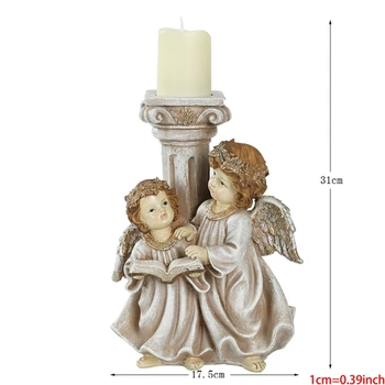 

Retro Candle Holder Resin Angel Cylinder Tea Light for Christmas Wedding Vintage 67JB