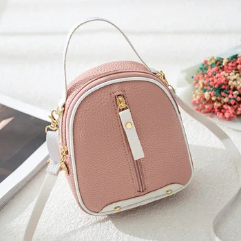 

2020 summer small bag female new one shoulder messenger bag hit color zipper double shoulder mini backpack mini backpack women