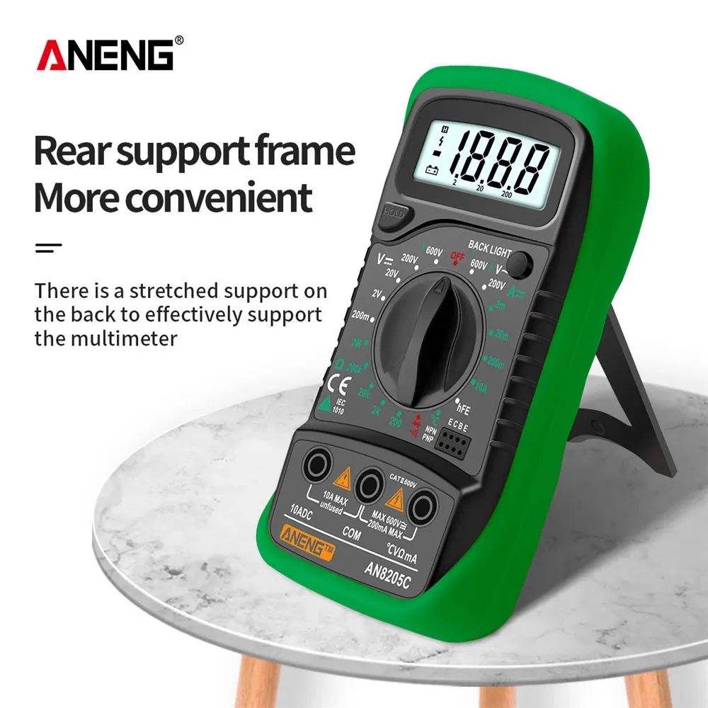 ANENG AN8205C Digital Multimeter AC/DC Ammeter Volt Ohm Tester Meter Multimetro Thermocouple LCD Backlight Portable digital multimeter multimeter tester