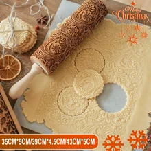 43*5 см Рождество тиснение Скалка рельефная Скалка деревянная Скалка тиснение для выпечки печенье помадка торт с рисунком