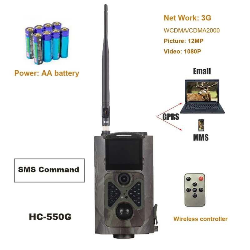 16MP 1080P охотничья камера 3g сеть MMS SMTP/SMS и широкоугольная камера дикой природы s HC550G WCDMA