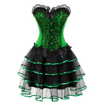 

2017 Sexy women's Overbust corset halloween fancy dress showgirl mini tutu Skirt petticoat carnival dress costume corset