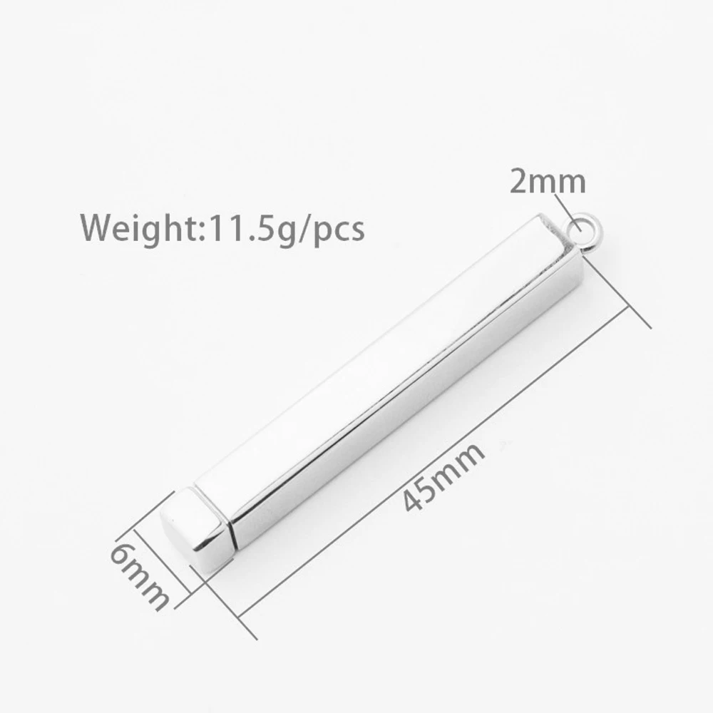 2021 Fashion  Mirror polished stainless steel baby box small hanging pendant charms Bar Necklace Jewelry Making Findings 5 Color