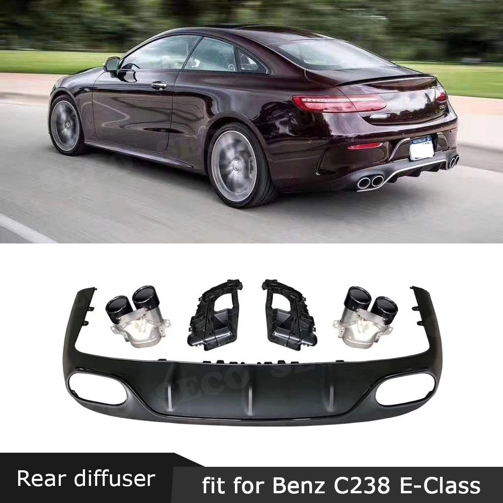 Fur Benz E Klasse C238 E200 E300 E53 Amg Coupe Sport 2017 2019 Pp Schwarz Hinten Lip Diffusor Mit Auspuff Tipps Stossstange Wache Bumpers Aliexpress