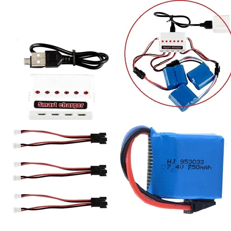 7 4 V 750Mah литий ионная аккумуляторная батарея SM 4P Plus и USB зарядное устройство для