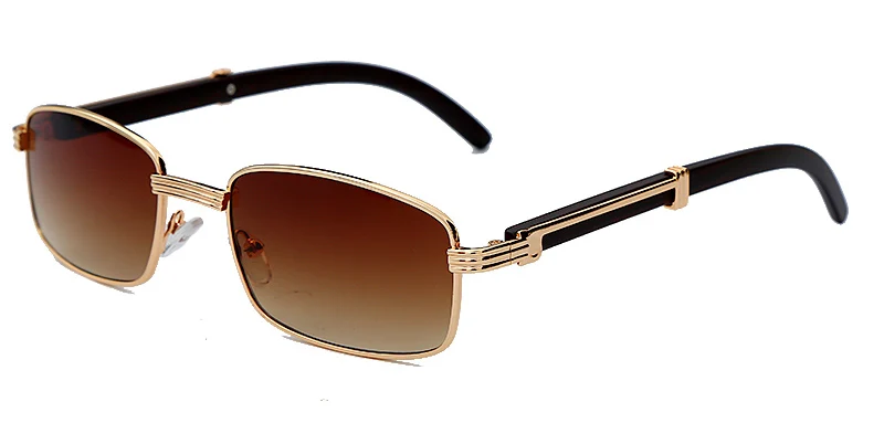 Модные прозрачные маленькие прямоугольные солнцезащитные очки мужские новые роскошные женские металлические квадратные деревянная оправа для очков очки UV400 Gafas De Sol Mujer