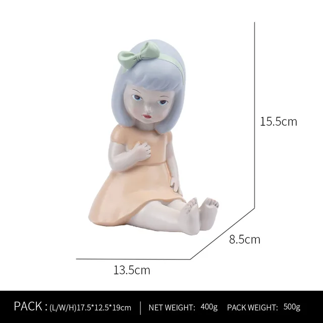 Ornaments For Home Cute Girl Rabbit Elephant Horse Statues Sculptures Figurines For Interior Room Decor Living Room Decoration little girl F