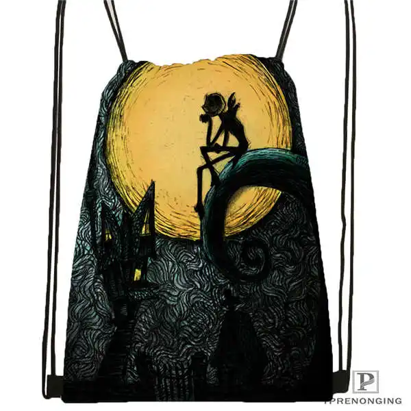 Drawstring Backpack Пользовательские Кошмар. Перед. Рождественская походная сумка на шнурке милый рюкзак для детей(черная спинка) 31x40 см#180531-03-27 - Цвет: Drawstring Backpack