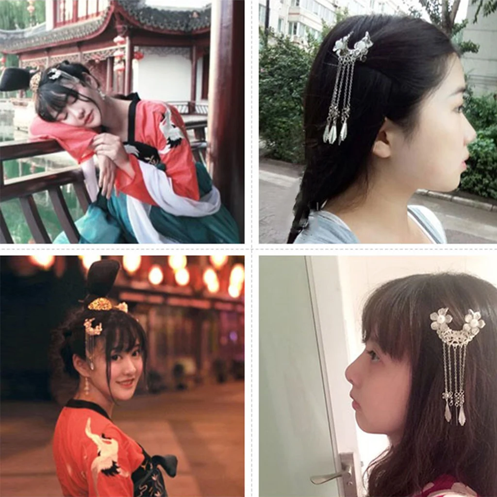 4Pcs Retro Flower Hair Clip Chinese Ancient Costume Cosplay Hair Accessories