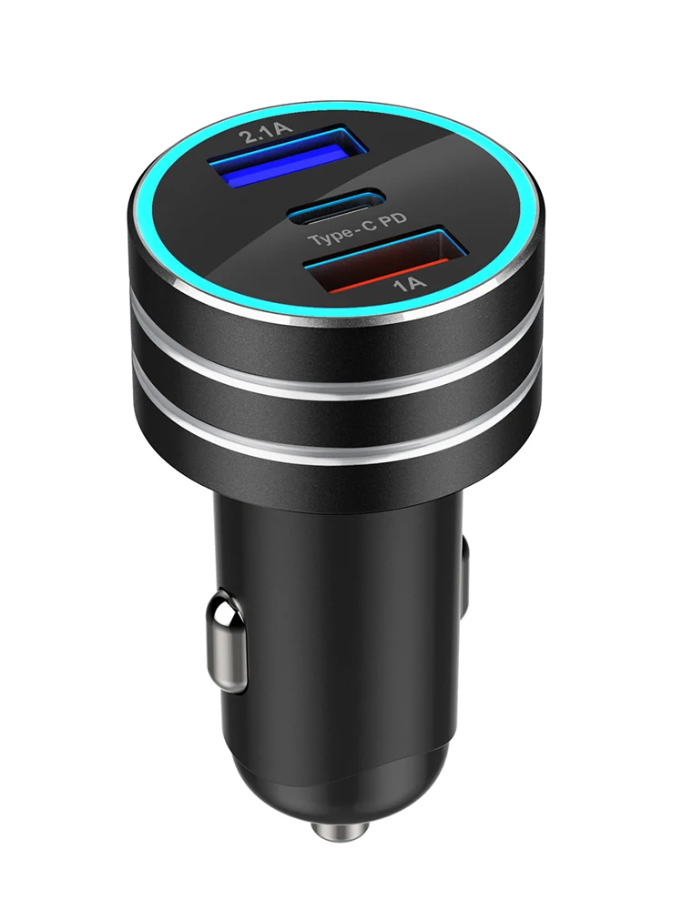 Алюминиевый сплав автомобильное зарядное устройство USB 3 в 1 сигаретный светильник er автомобильный адаптер с цифровым дисплеем и светодиодный светильник