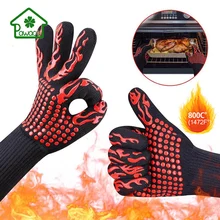 1 пара высокотемпературных 1472℉ кухонные перчатки для барбекю, силиконовые перчатки для духовки, термостойкие утепленные хлопковые перчатки, кухонный инструмент для выпечки
