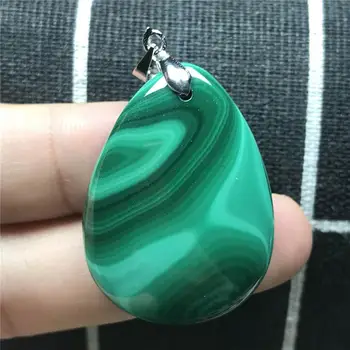 

100% Natural Green Malachite Pendant For Women Man 925 Silver 35x25x7mm Beads Stone Chrysocolla Crystal Necklace Pendant AAAAA
