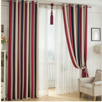 

3 Color Vertical Stripes Blackout Window Curtain Living Room Decorations Bedroom Cloth Curtains Kitchen