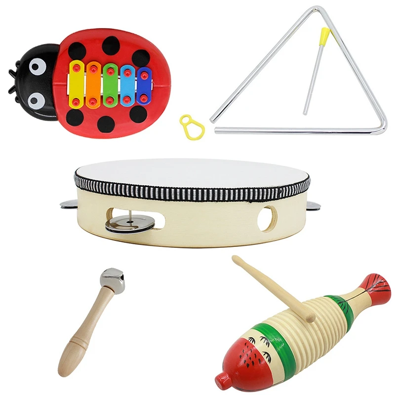  5 Set Orff Musical Instruments Set Children Early Childhood Music Percussion Toy Combination Kinder - 4000453863832