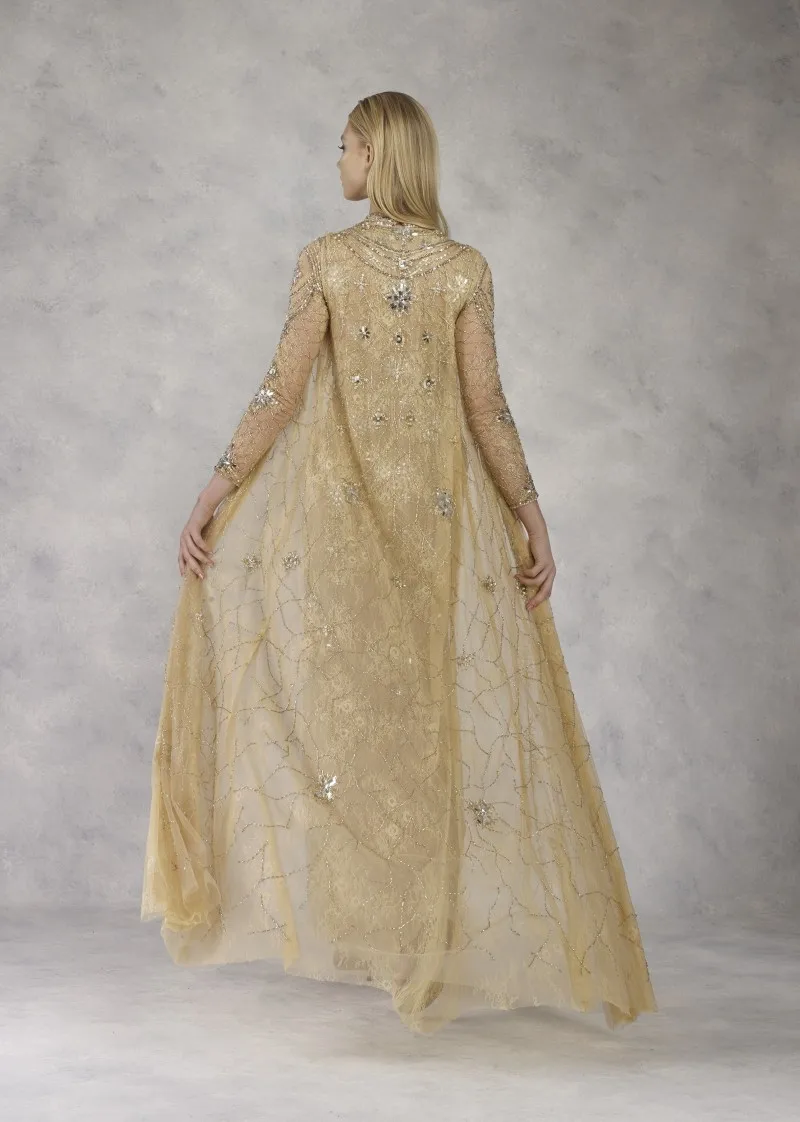 Gold Mother Of The Bride Dresses mother bride dresses Latest With Cape Lace Appliqued Beaded Mother Of The Groom Gowns Plus Size