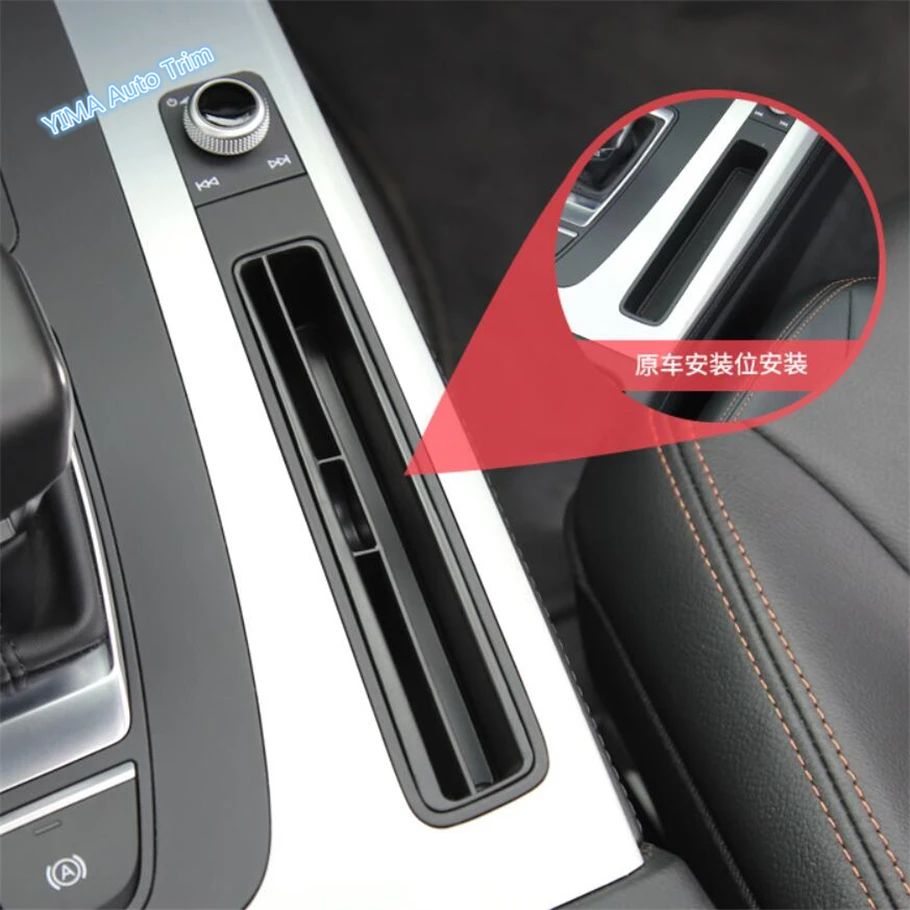

Lapetus Auto Styling Central Control Storage Bank Card Cover Trim Black Fit For Audi Q5 2018 2019 Plastic