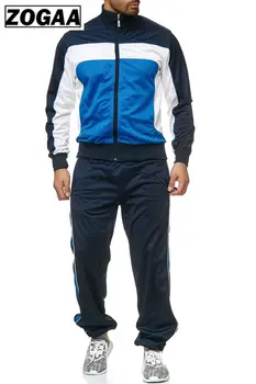 

ZOGAA 2019 Spring New Men Track Suit Casual Stitching Men Sweat Suit Street Style Retro Sports Suit 3 Color Classic Sweatsuits