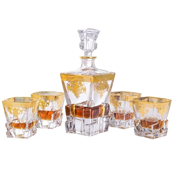 

luxury lead-free whiskey decanter set with 6 Pcs whiskey wine glass for Alcohol Bourbon Scotch 7 Pcs Set 0903-15