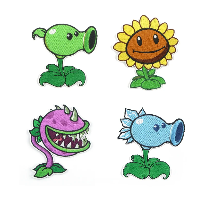 

R944 1pcs Plants Zombies Cartoon Game Sticker For Clothing Applications Patches On Clothes Iron Embroidered Patch Gifts