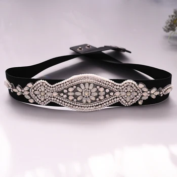 

YouLaPan Womens Belt with Rhinestones Sparkle Belts for Dresses Skinny Silver Rhinestone Belt Black Stretch Belt S284