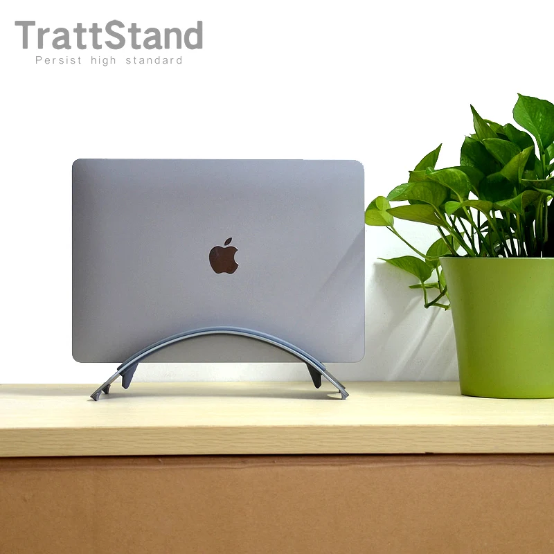Aluminum Vertical Laptop Stand Space saving Rack Desktop Erected Holder