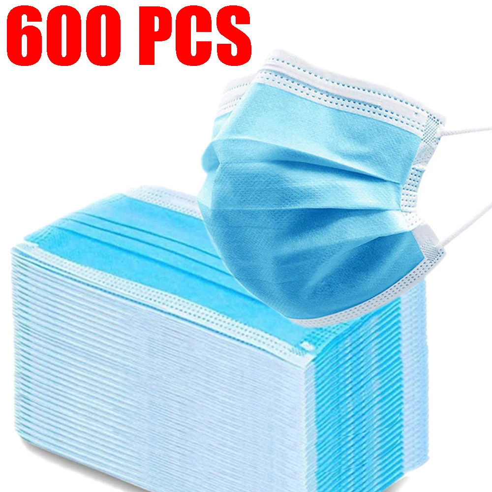 600/500/400/300/200/100 Uds cara de tela Mascarilla Anti-contaminación desechables máscara Facial 3 capas de filtro no tejida Personal boca máscaras