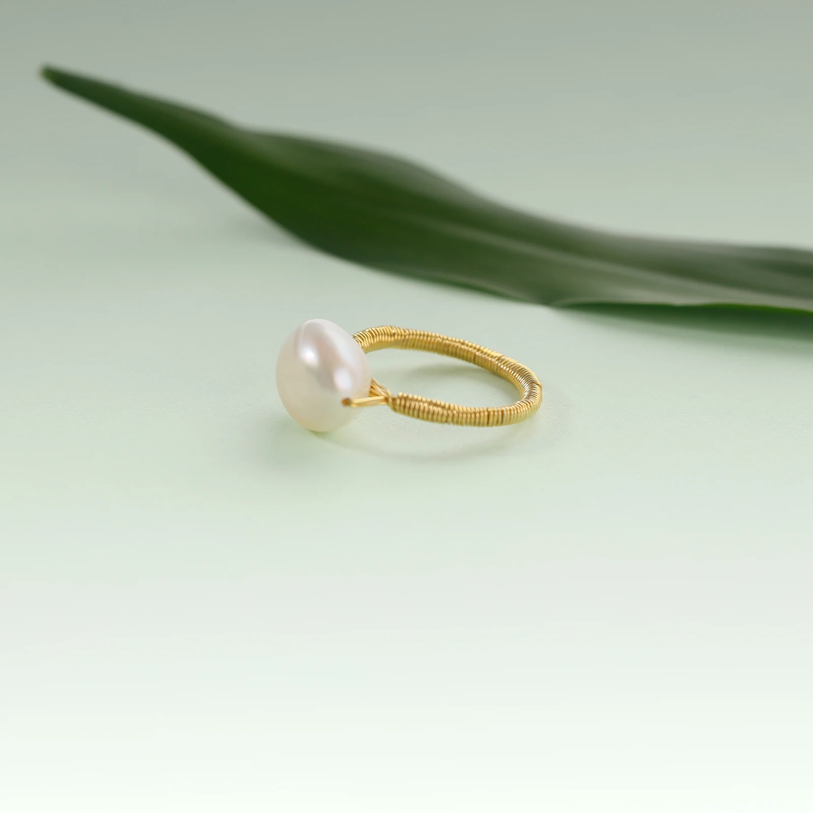 2021 Trend New Natural Freshwater Baroque Pearl Brass Copper Wire Ring For Women Handmade Fashion Simple Classic Jewelry Gift