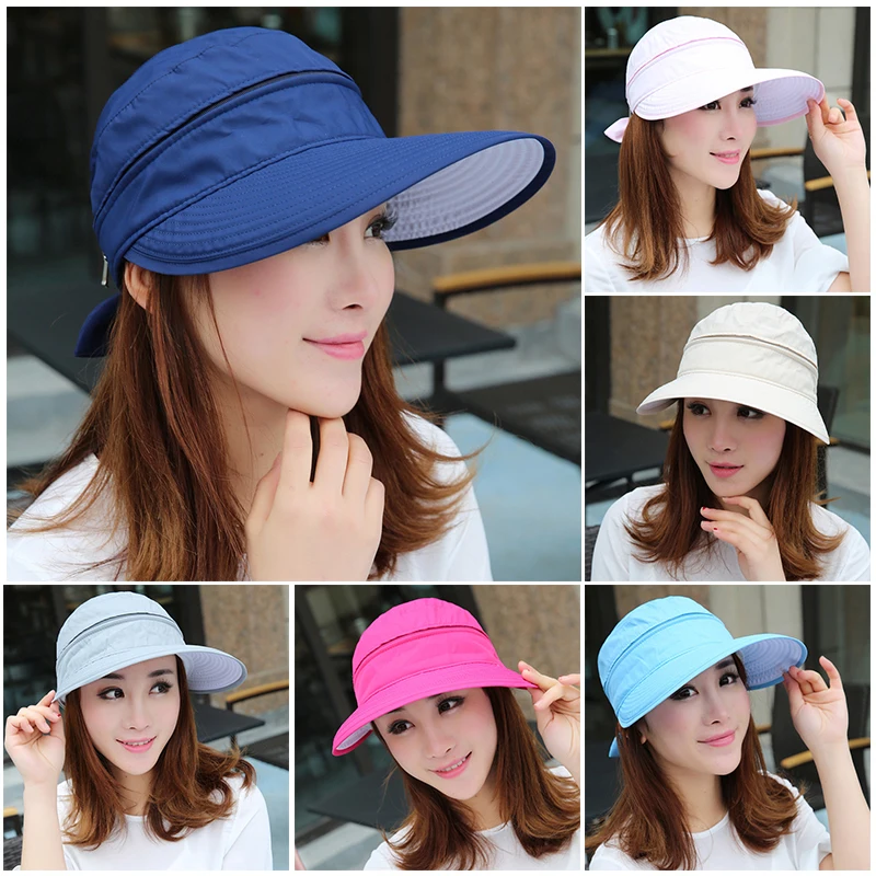 

Ladies Visor Hat High Quality Sun Protection Summe Hat Mask Anti-UV Double Layer Cycling Cap Women Detachable