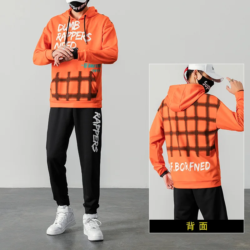 

2019 New Style Sports Set Men's Spring And Autumn Korean-style Trend Casual Wear Men'S Wear Spring Hoodie Two-Piece Set Coat
