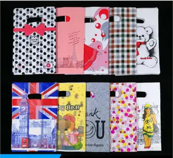 

50pcs/pack 15x20cm Small jewelry bag Cute Pattern Plastic bag with handle gift bags candy cookie party favor packaging bag