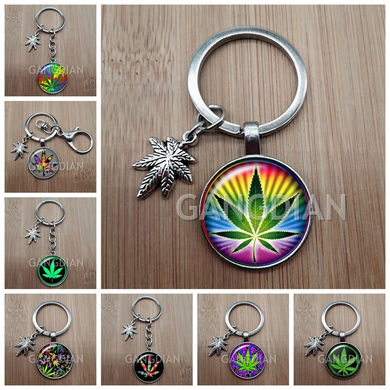 Fashion Maple Leaf Glass DIY Keychain Metal Keychain Keychain Jewelry
