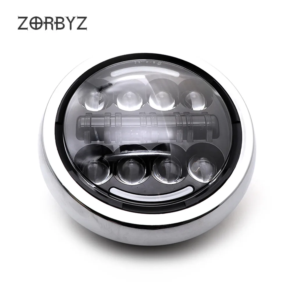 ZORBYZ " Хромированный кольцевой светодиодный светильник на переднюю головку, Головной фонарь, светильник с ангельским глазом для Kawasaki Yamaha Harley на заказ