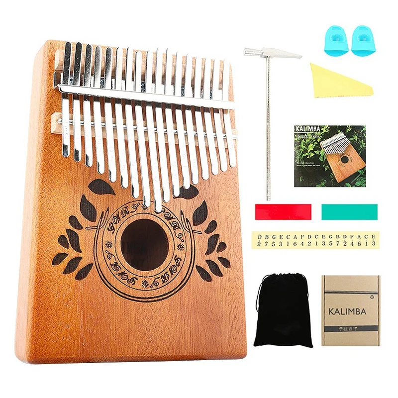 

Kalimba 17 Keys Thumb Piano with Tune Hammer Wood Hand Finger Piano Mbira Gifts for Kids Adult Beginners
